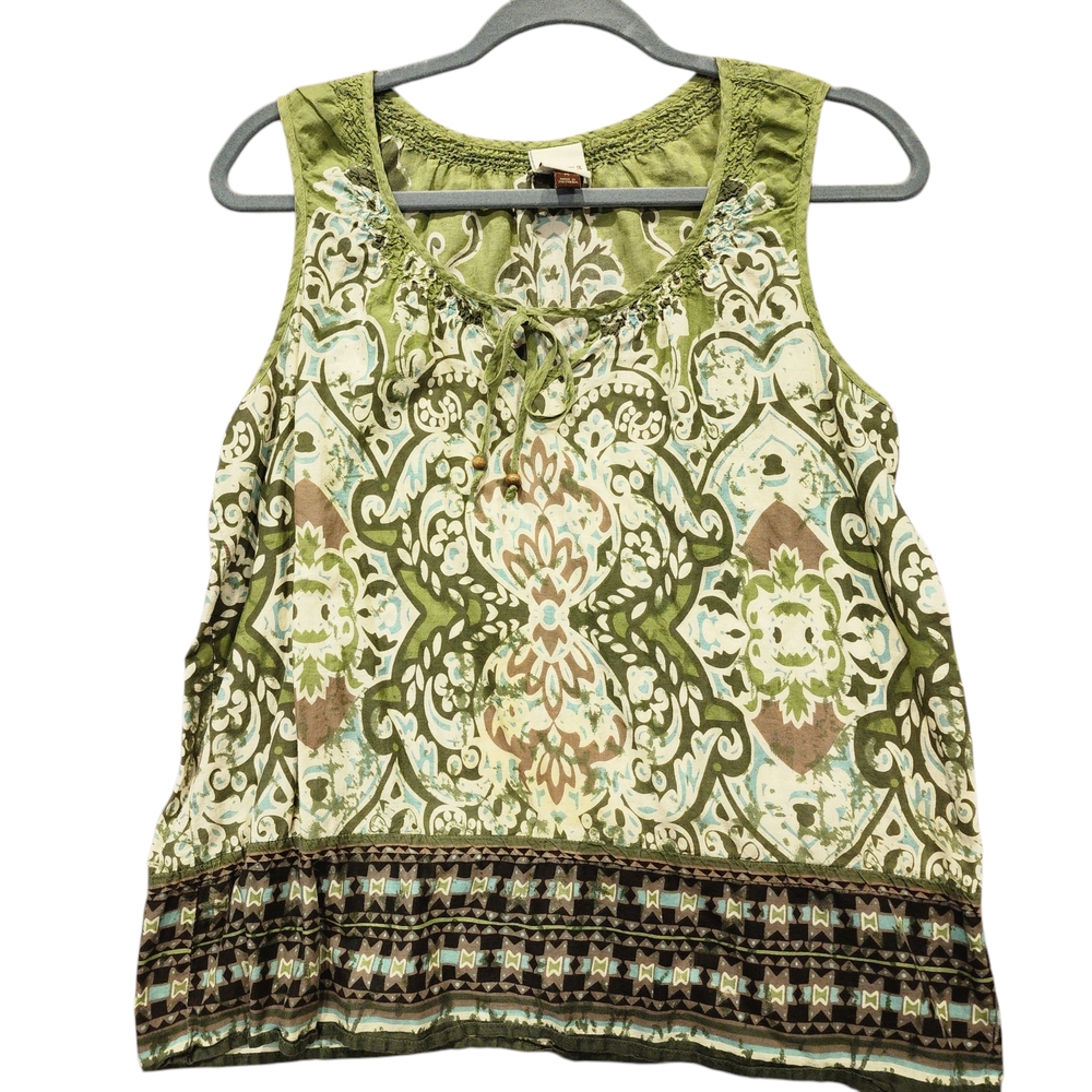 Sonoma Life + Style Green Patterned Sleeveless Top